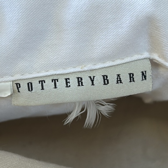 Pottery Barn pillow cover with feather insert. Tag states 20” square. Cream/gray - Picture 4 of 7